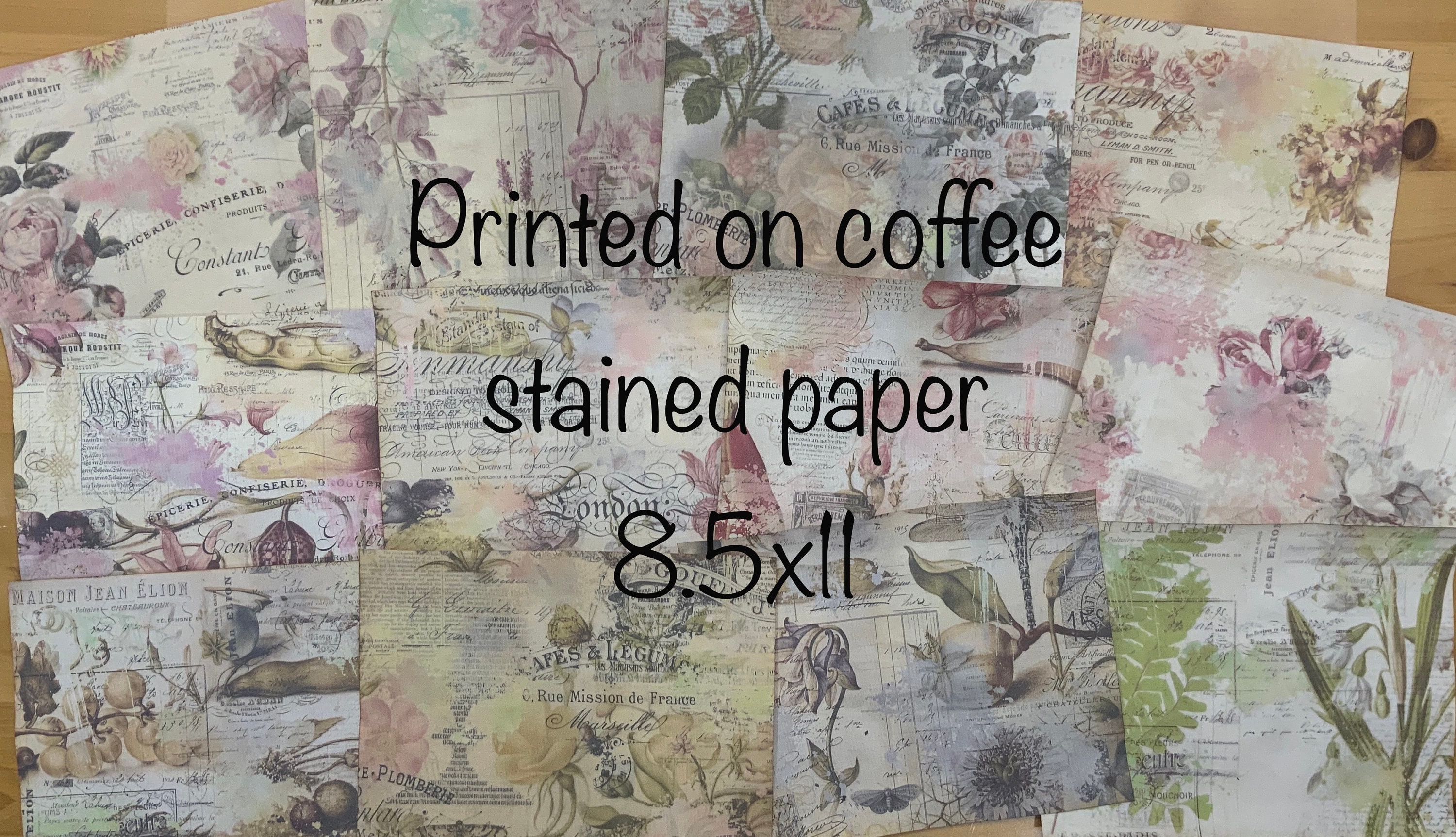 Printed 8.5x11 coffee stained paper with vintage style looking Etsy