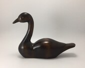Carved Wood Swan with Dark Stained