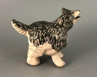 Clay Wolf Sculpture