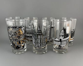 Tumbler Souvenir Glass Set - Salt Lake City Utah Landmark from 1970’s