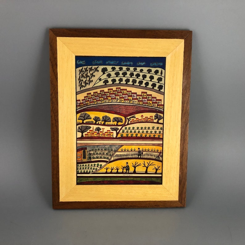 Shalom of Safed Timber Art Hand Work from Isreal The City of Safed in Galilee image 1