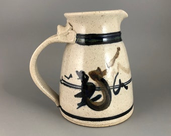 Pottery Art Pitcher - Hand Turned Juice Pitcher - Height 6 1/2”