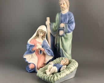 Large Ceramic Nativity Set - Holy Family