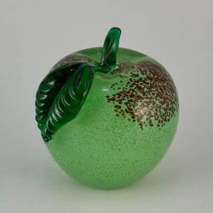 Green Glass Apple Paperweight