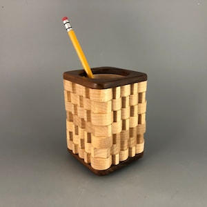 Wooden Pencil Cup Holder for Desk
