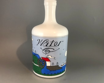 Milk Glass Water Jug with Beach City by Lillian Vernon