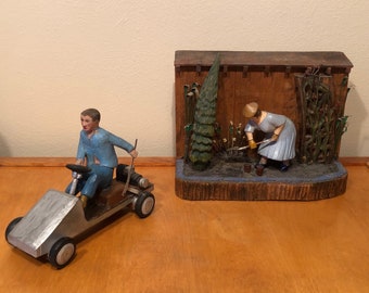 The Solitude of Mr Powers Wood Diorama - Wood Carved Folk Art