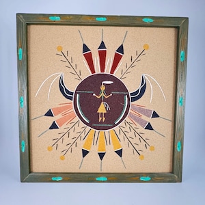 Navajo Sand Painting - Navajo Framed Art - Sign by the Annie Tsosie
