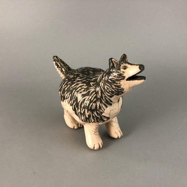 Clay Wolf Sculpture Etsy