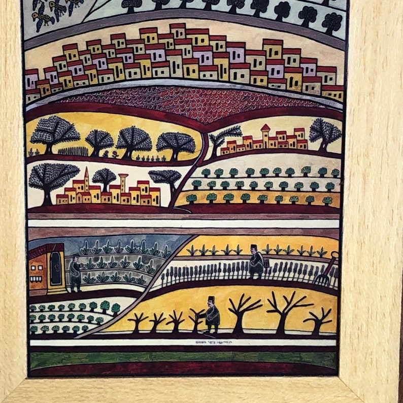 Shalom of Safed Timber Art Hand Work from Isreal The City of Safed in Galilee image 6