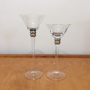 Two Different Height Cocktail Glasses - Floating Candle Holders - Decorative Wine Glass