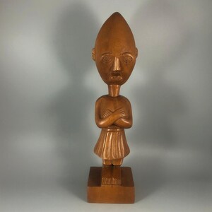 Wood Carved Island Goddess - Unusual Wood Statue - Carved Alien Wood Statue