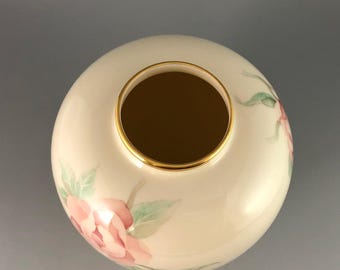 レノックス創業100周年記念花瓶 ピンクとブルーの花柄 24金トリム付き