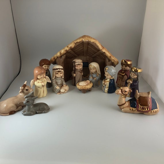 Ceramic Nativity Set Hand Painted 13 Pieces - Etsy Hong Kong