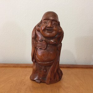 Wood Buddha - Hand Carved Wood Figurine - 11” Buddha Statue