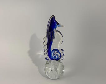 Glass Seahorse Paperweight Figurine