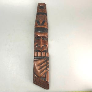 Man Playing Pan Flute Wood Sculpture Wall Hanging