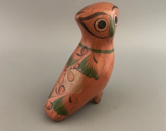 Mexico Clay Pottery Wise Owl Figurine Hand Painted