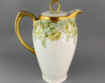 Porcelain Chocolate Pot with White Roses and Grapes by Royal Munich