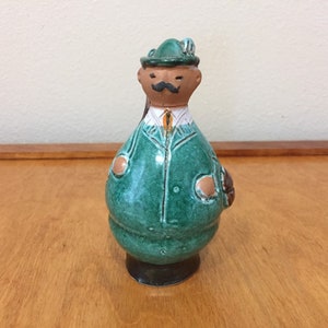 Hunter Man with Mustache - Hungary Clay Pottery Bell - Clay Sculpture Bell