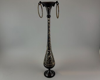 Black and Gold Etched Metal Vase from India