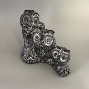 The Wolf Sculptures - Three Owls on a Stump