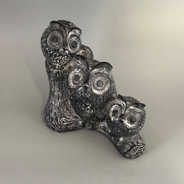 The Wolf Sculptures - Three Owls on a Stump