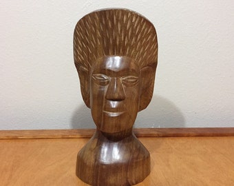 Tribal Island Art Carved Man Bust Figi