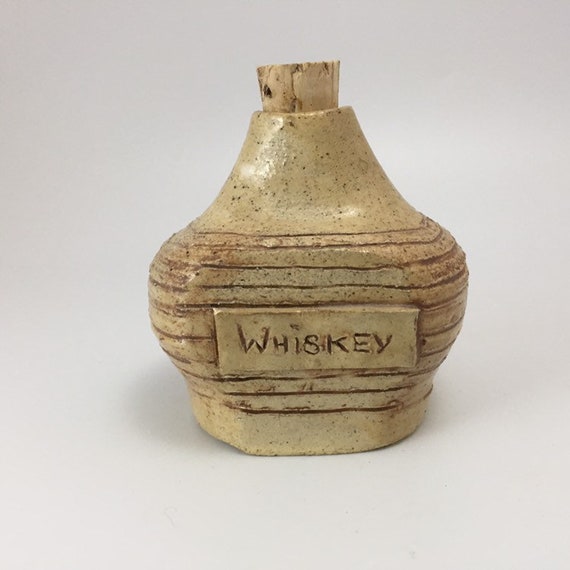 Whiskey Pottery Jug 1970 Folk Art Signed R. Ruemmele Etsy