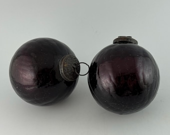 Enfeite de Natal em Vidro Craquelado Estilo Kugel - Conjunto de Bolas de Vidro Pesado Roxo Escuro