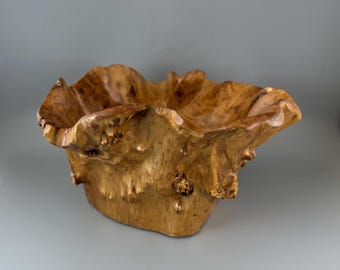 Large Wooden Bucket Vase Birdseye Maple Burl Wood signed CON