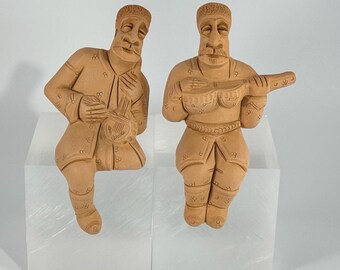 Musician Figurine Hand Scupted from Clay by Arif Baku - Set of 2