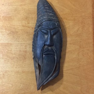 Chinese Emperor or Immortal Wall Mask - Height 17” Carved from Bamboo