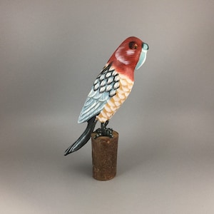 Hand Painted Wood Parrot Bird Sculpture - Pirate Parrot