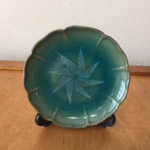 Small Hand Thrown Pottery - Star Design - Ring Dish - Trinket Tray - Small Plate - 5 1/2" diameter