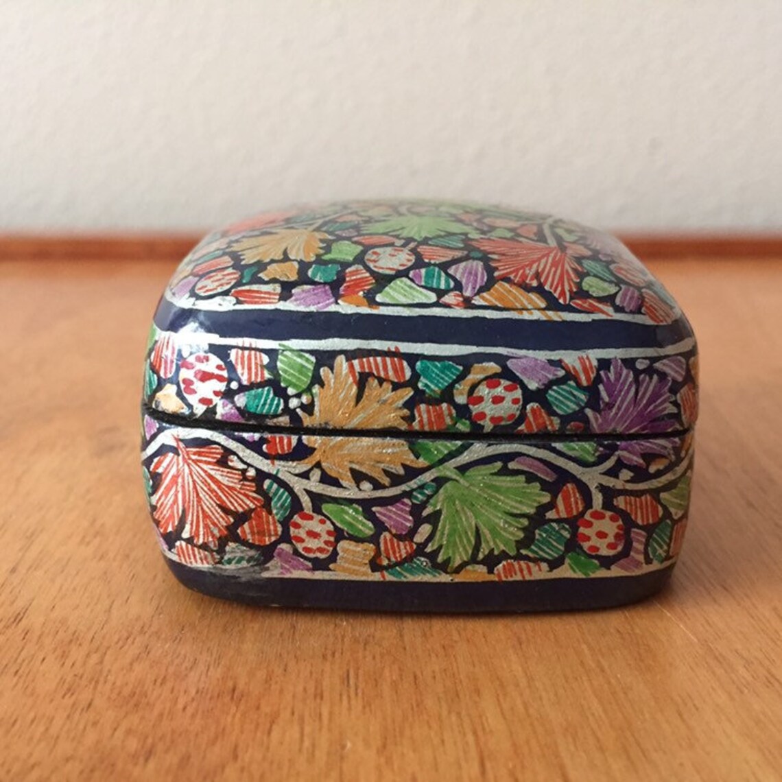 Paper Mache Box Hand Painted India Box Lacquer Trinket Box Etsy
