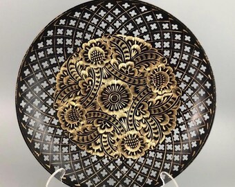 Black Brass Etched Bowl from Turkey