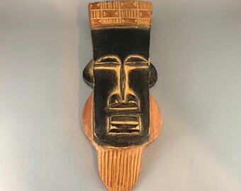 Hand Carved African Wood Mask - Tribal Art Decor