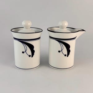 Sugar Bowl and Creamer with Lids Bayberry Blue by Dansk Flora - Made in Japan
