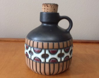 Pottery Jug from Uruguay - Stoneware Art Jug with Enamel Design