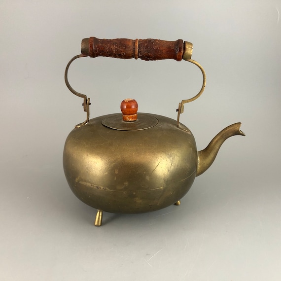 Antique Brass Teapot With Wood Handle and Knob Etsy