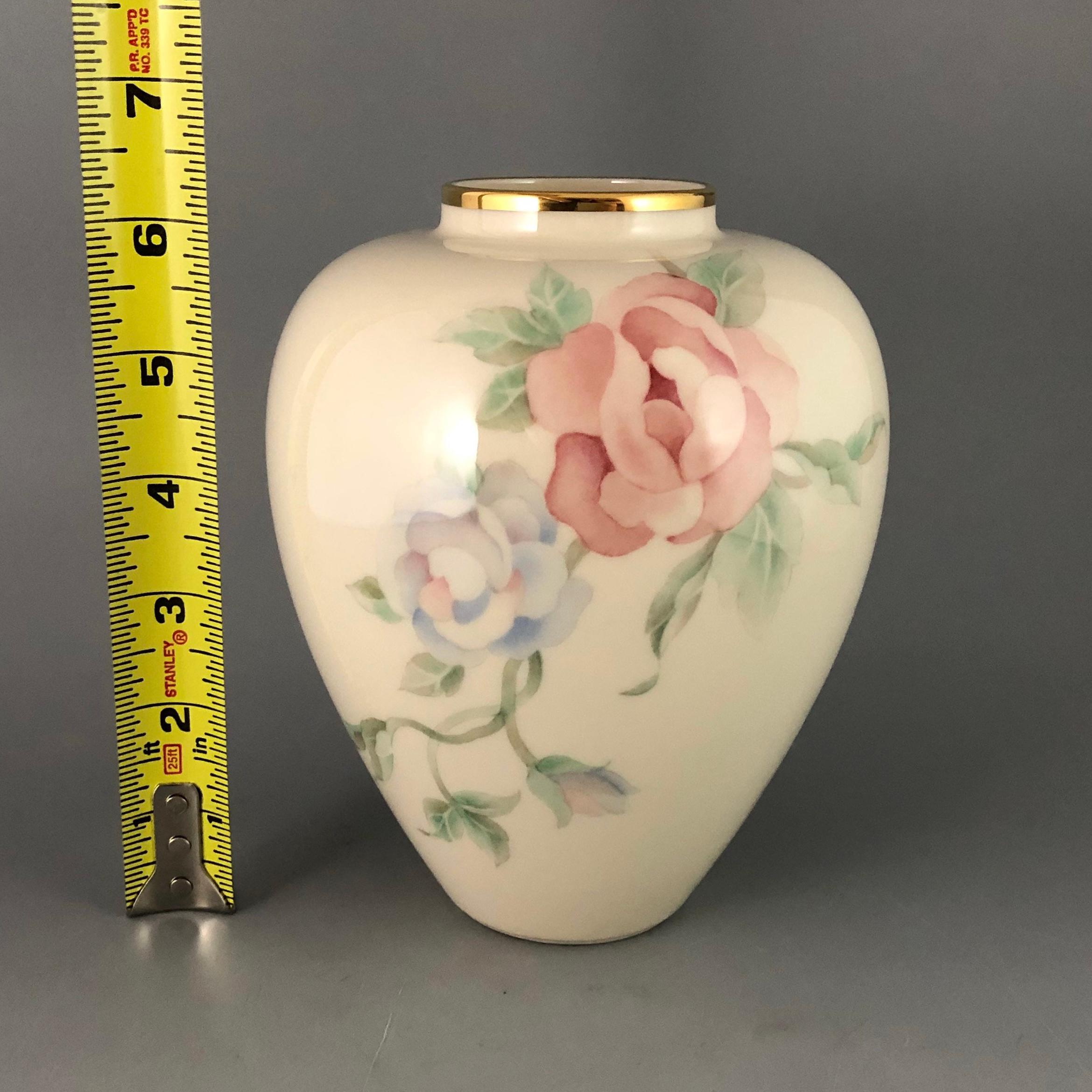 Lenox Centennial Anniversary Vase Pink and Blue Flowers With 24k