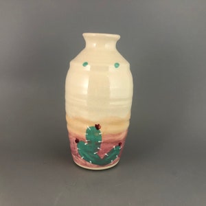 Janet Fogel Southwest Pottery Art Vase - Cactus Desert Design 1980’s