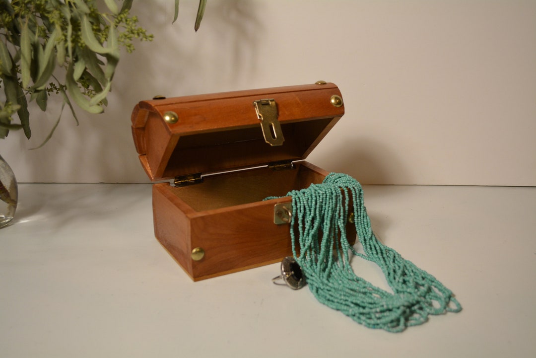 Small Slatted Wood Box With Brass Latch and Rivets - Etsy