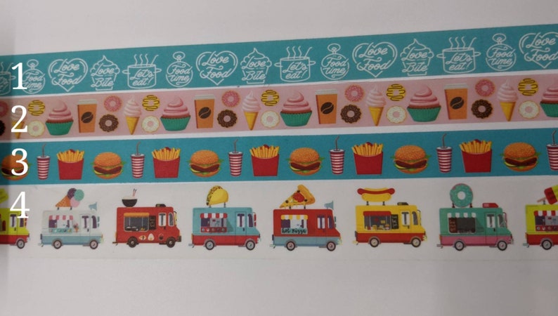 food washi fast food diner washi food truck Washi Tape Samples 24 Crafting Tape Planner Decorations junk food soda Bujo Washi