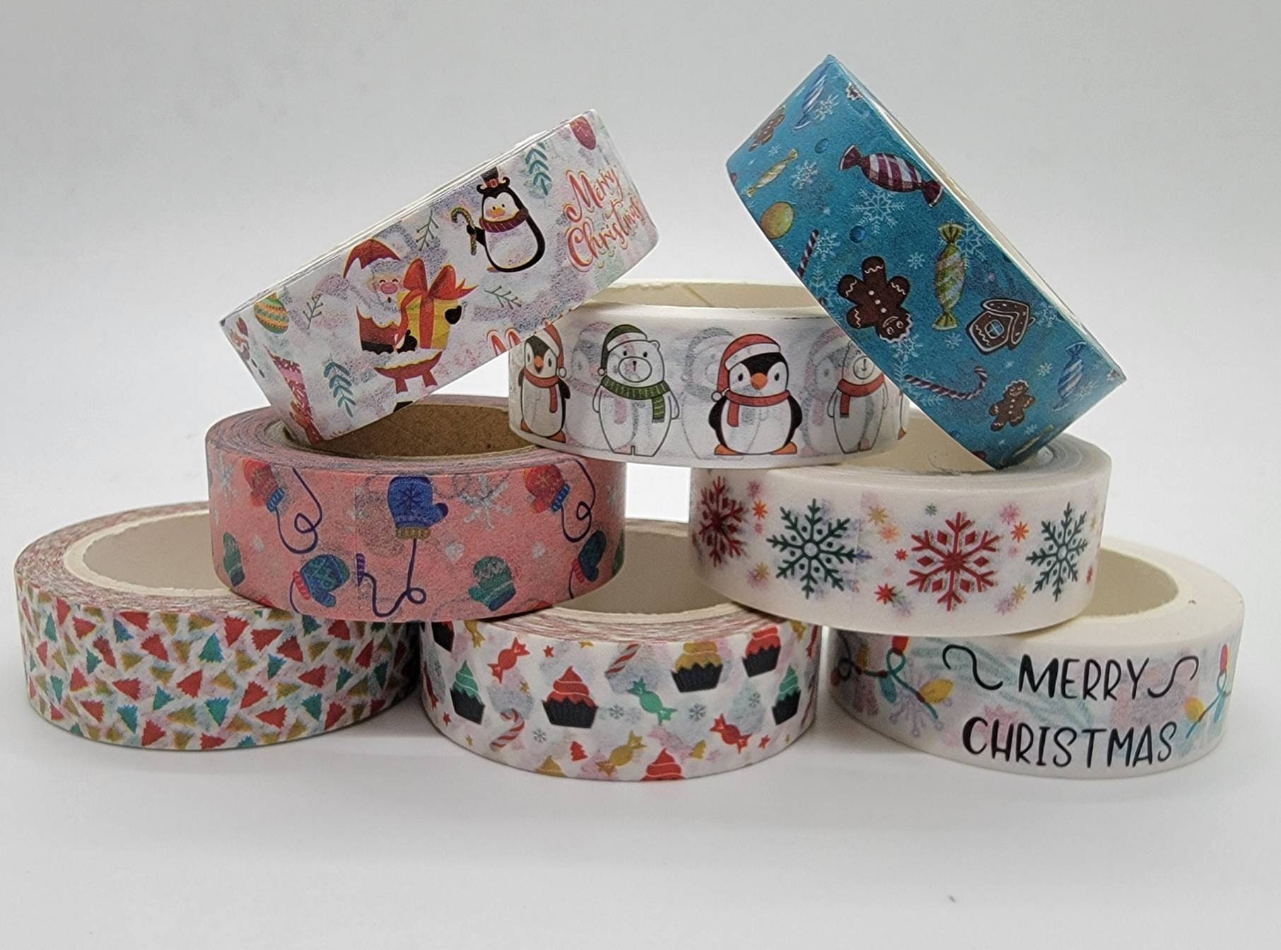 Christmas Washi Tape - 12 Rolls Holiday Washi Tapes 3 Sizes Red Green Christmas Duct Tape Silver Foil Masking Tape Assortment Xmas Tape for