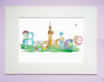 SOLD OUT till after Xmas! Sorry!personalised childrens name picture, perfect gift - easy to post and treasured forever!