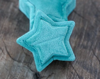 Velvet Star Ring Box in Mint Blue