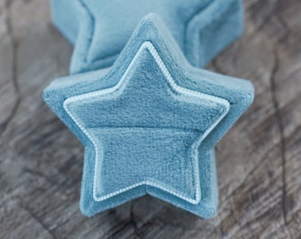 Velvet Star Ring Box in Light Teal