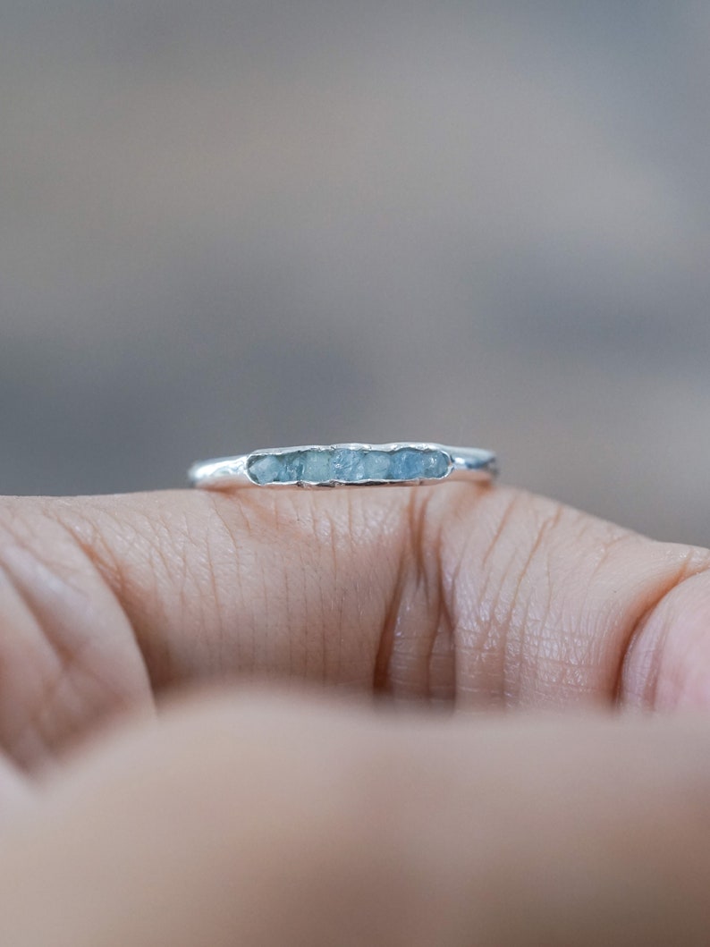 Rough Aquamarine Ring with Hidden Gems image 6